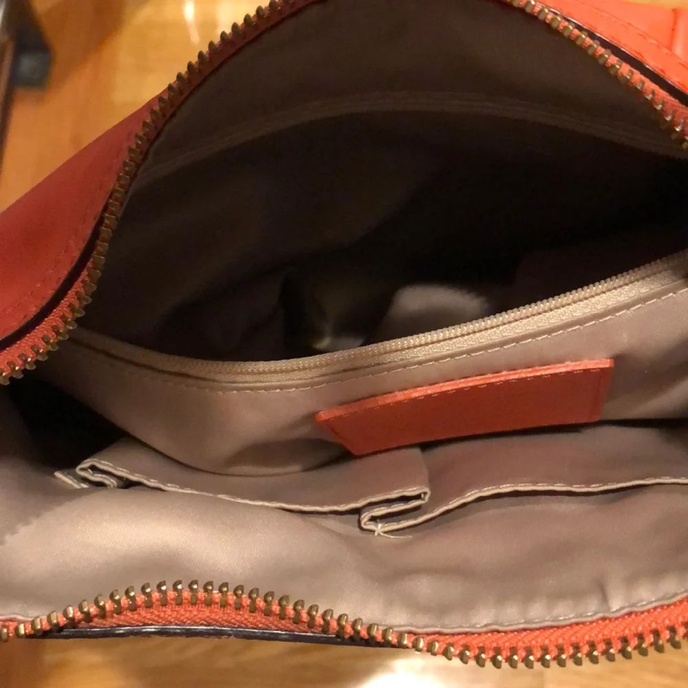 Coach Kristin Woven Leather Hobo Crossbody Bag - Orange